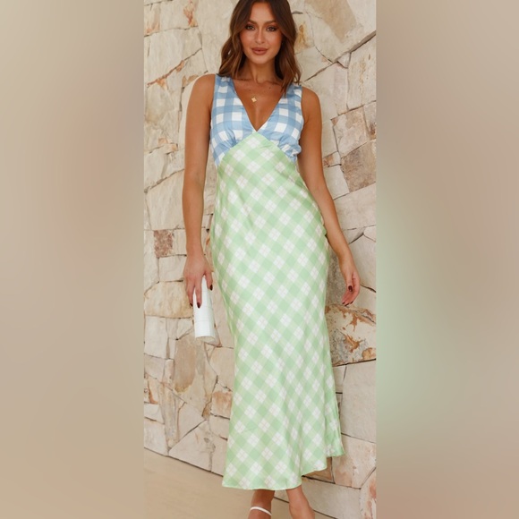 Soft Plaid Satin Maxi - Picture 1 of 2